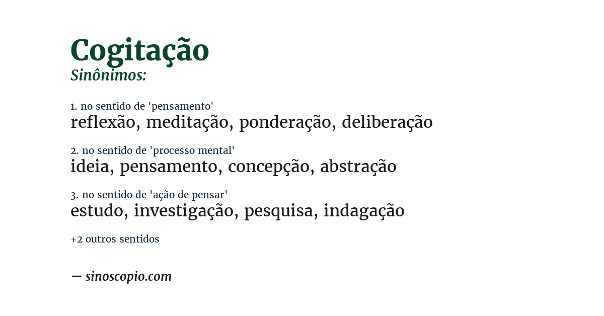 Sinônimo de cogitação