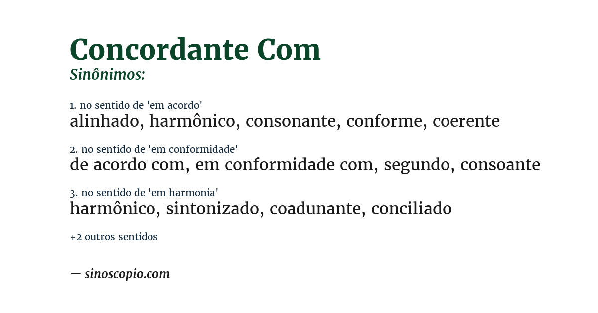 Sinônimo de concordante com