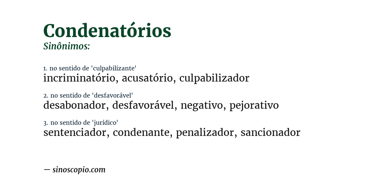 Sinônimo de condenatórios