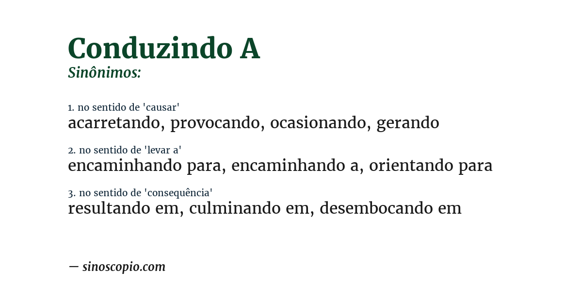 Sinônimo de conduzindo a