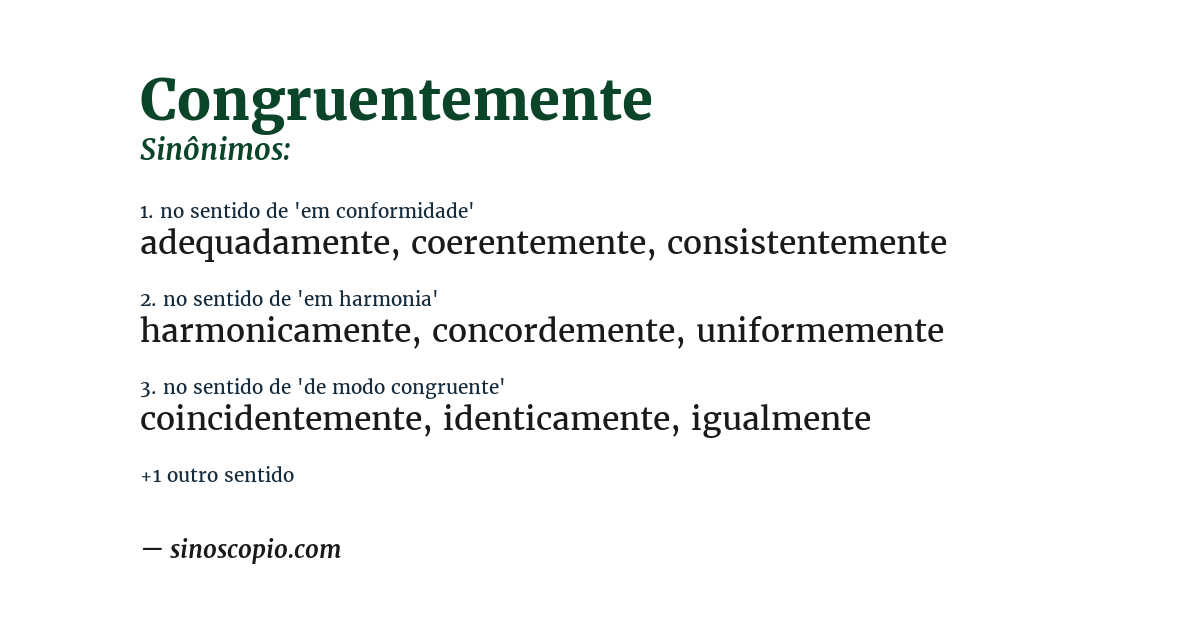 Sinônimo de congruentemente