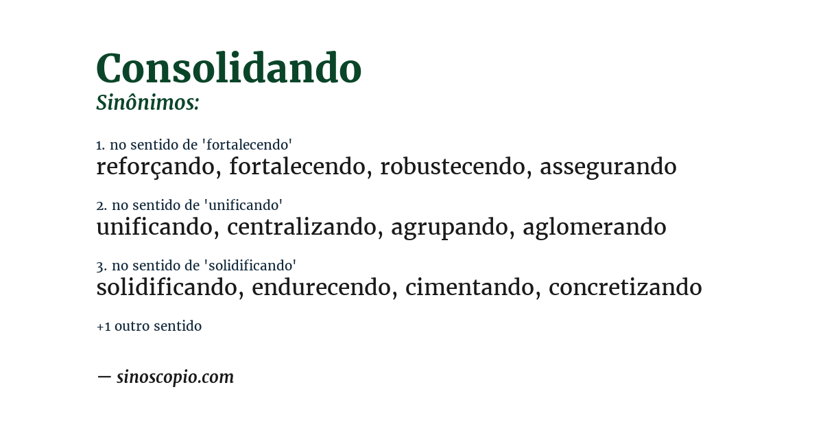 Sinônimo de consolidando