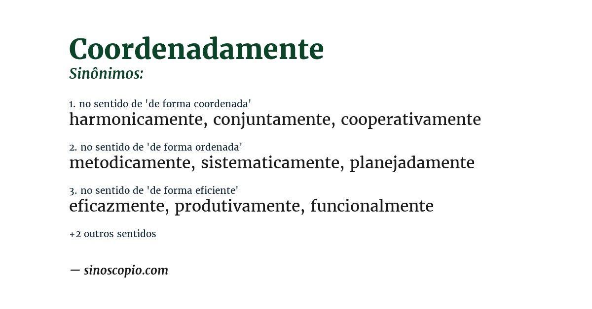 Sinônimo de coordenadamente