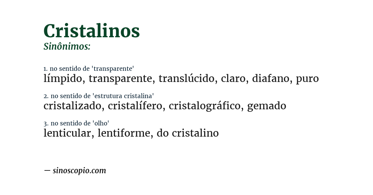 Sinônimo de cristalinos