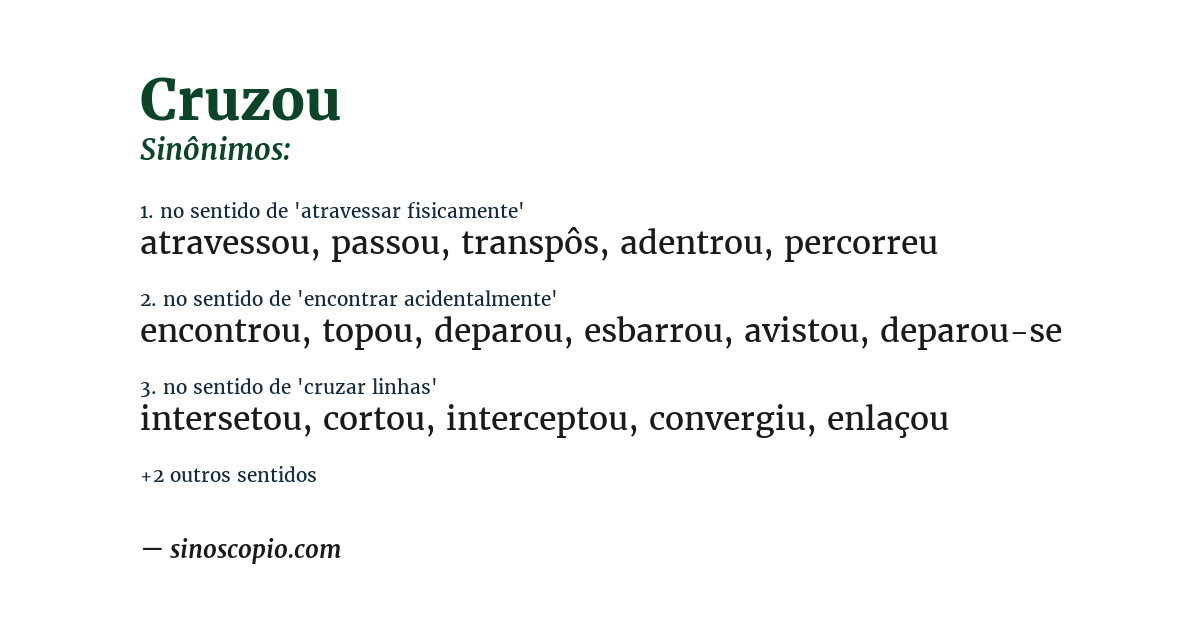 Sinônimo de cruzou