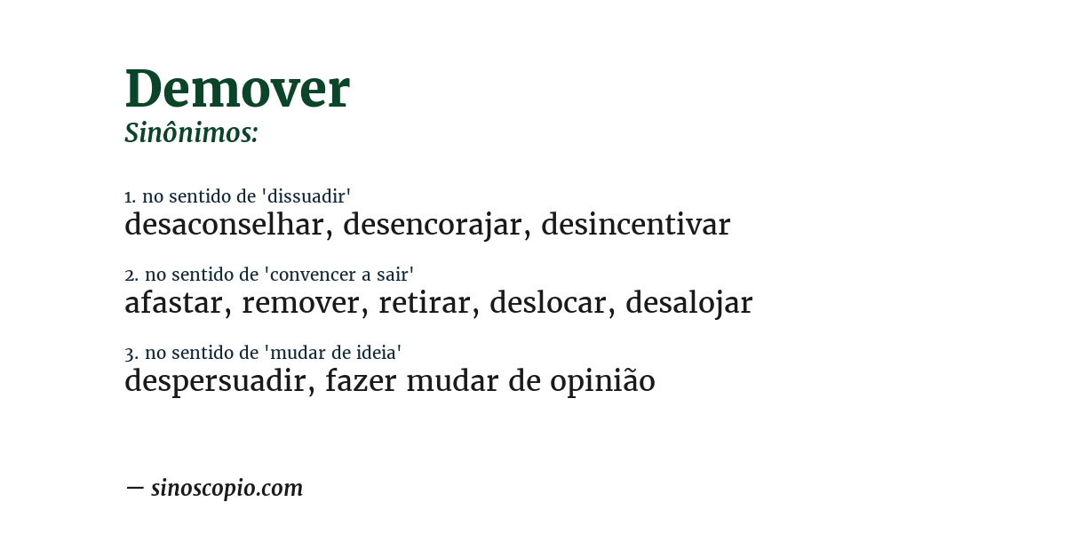 Sinônimo de demover