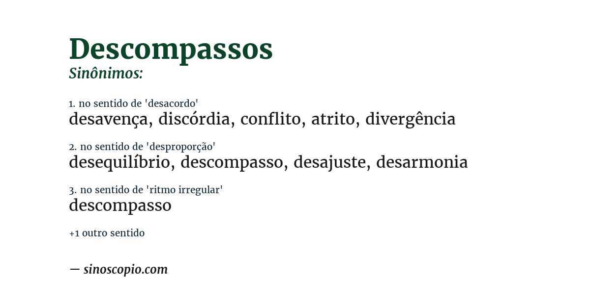 Sinônimo de descompassos