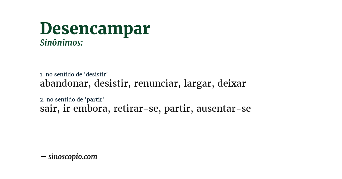 Sinônimo de desencampar