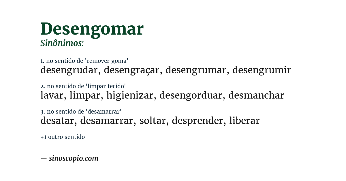 Sinônimo de desengomar