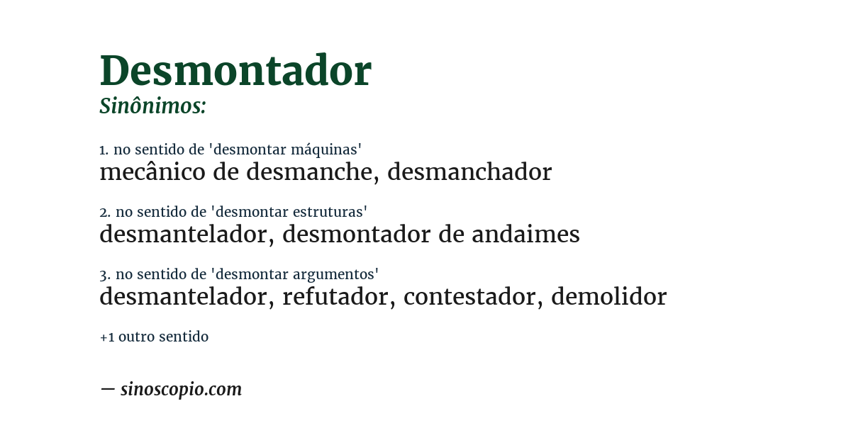 Sinônimo de desmontador