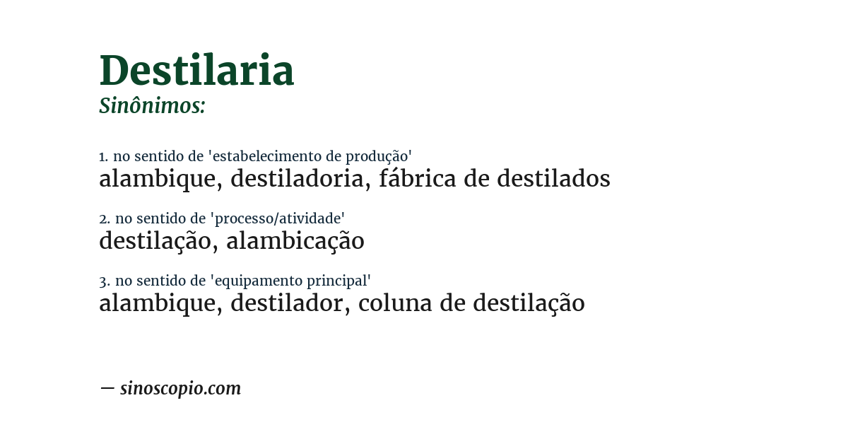 Sinônimo de destilaria
