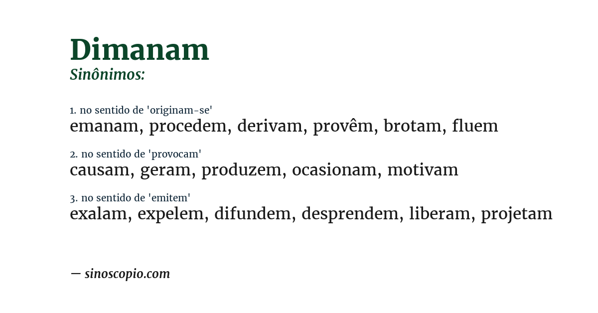 Sinônimo de dimanam