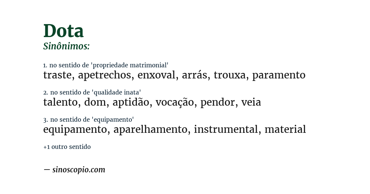 Sinônimo de dota
