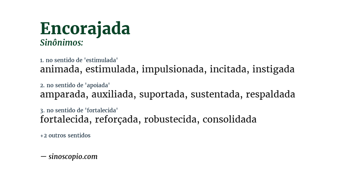 Sinônimo de encorajada