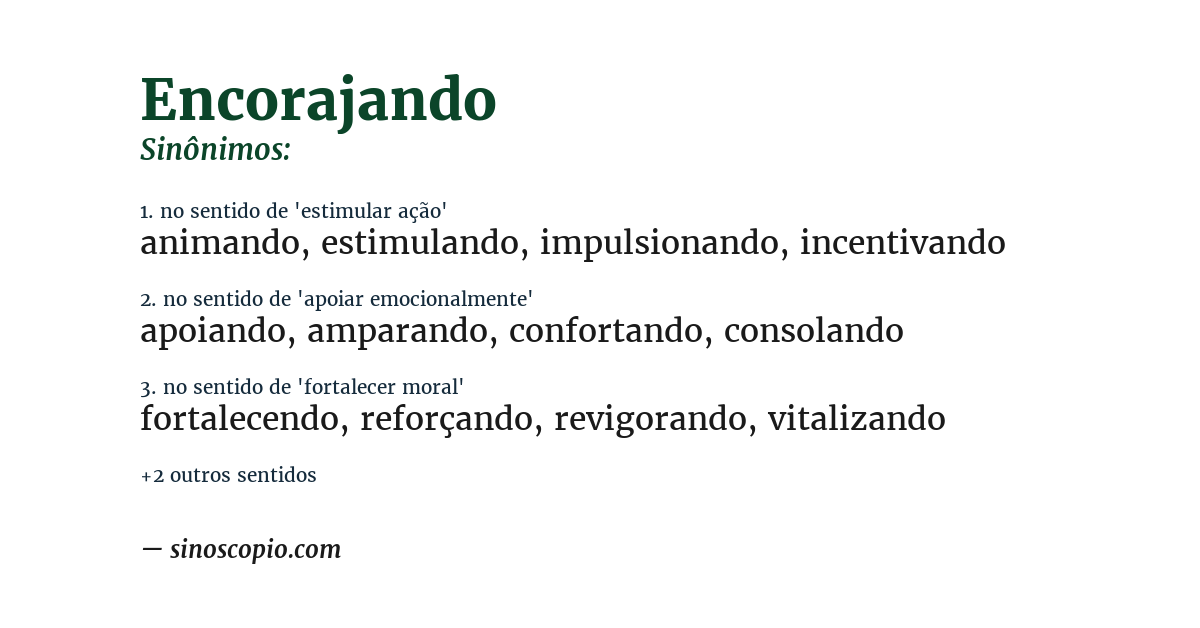 Sinônimo de encorajando