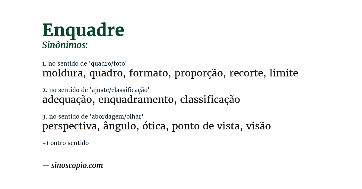 Sinônimo de enquadre