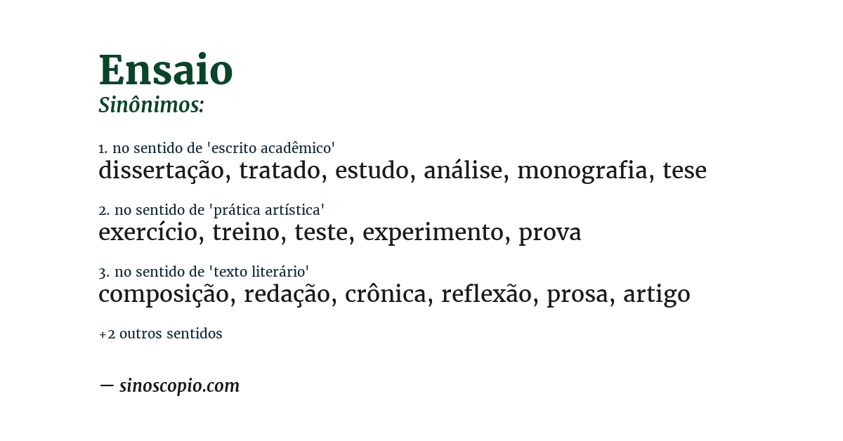 Sinônimo de ensaio
