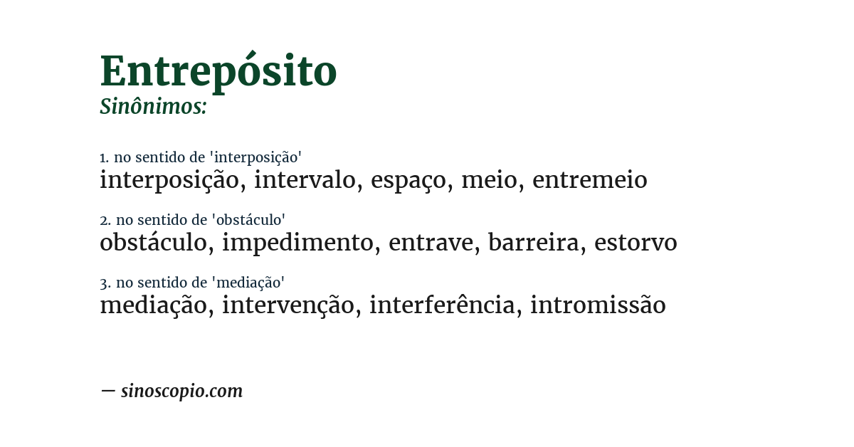 Sinônimo de entrepósito