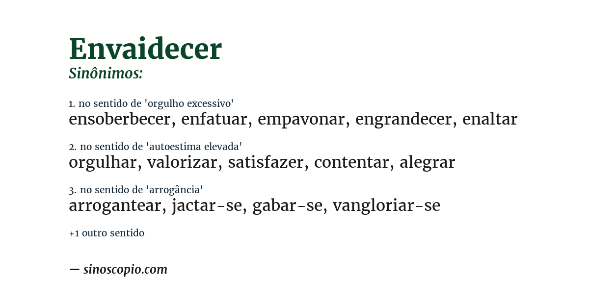 Sinônimo de envaidecer