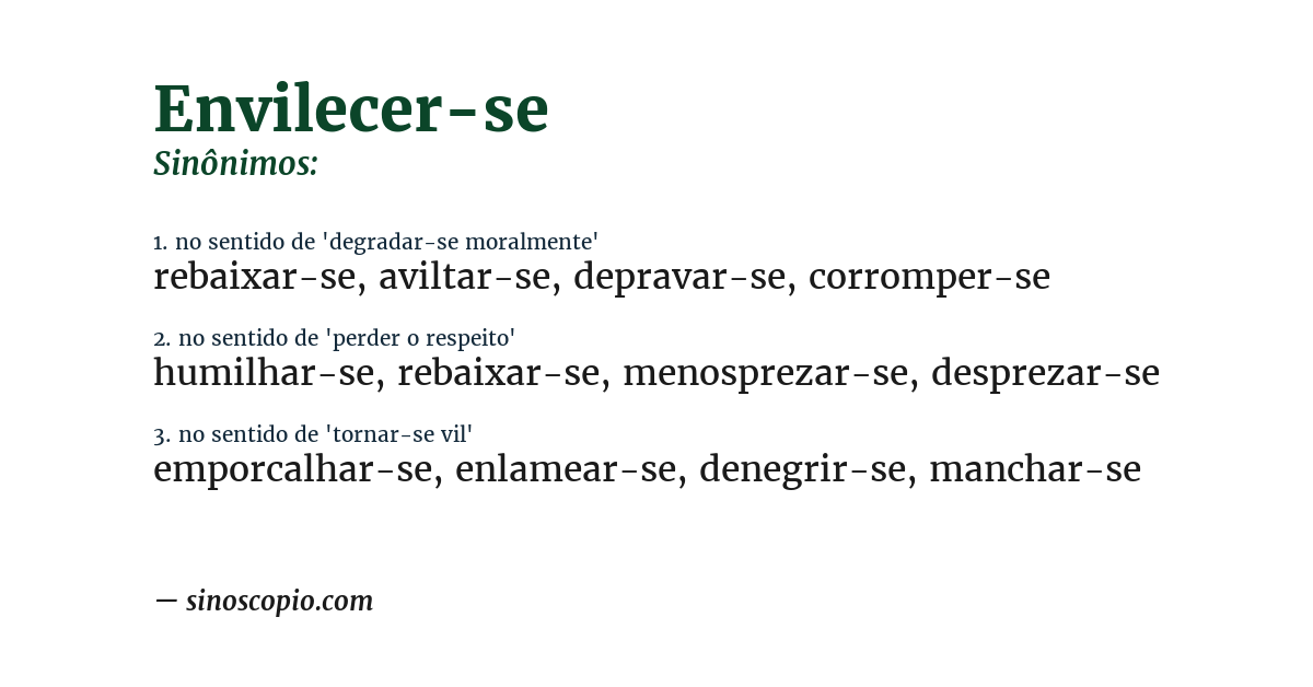 Sinônimo de envilecer-se