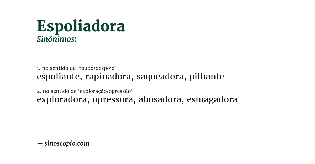 Sinônimo de espoliadora