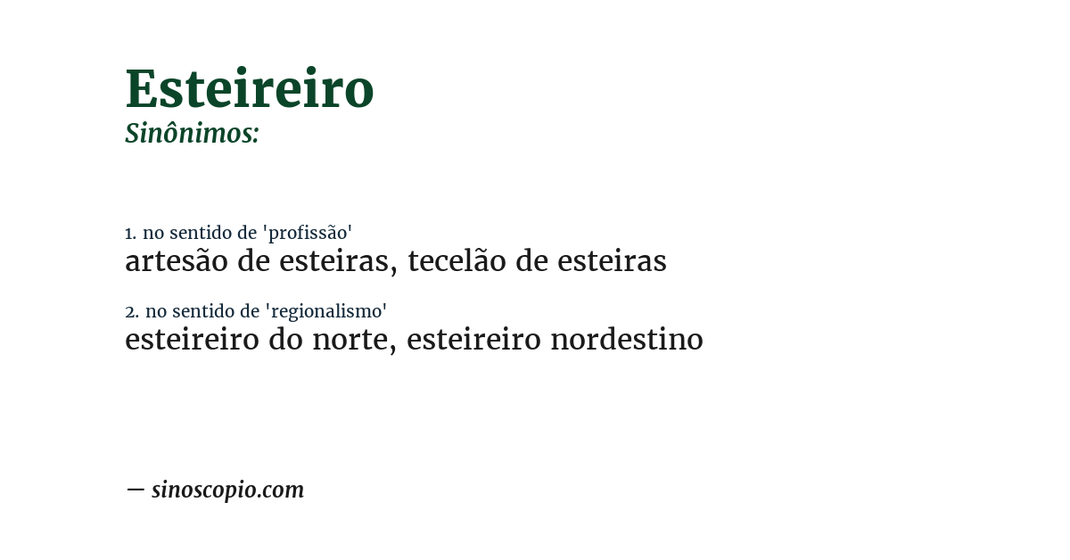 Sinônimo de esteireiro