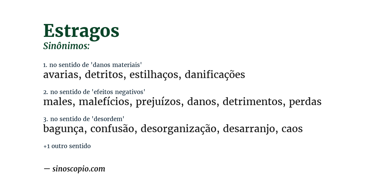 Sinônimo de estragos
