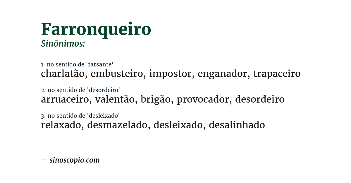 Sinônimo de farronqueiro
