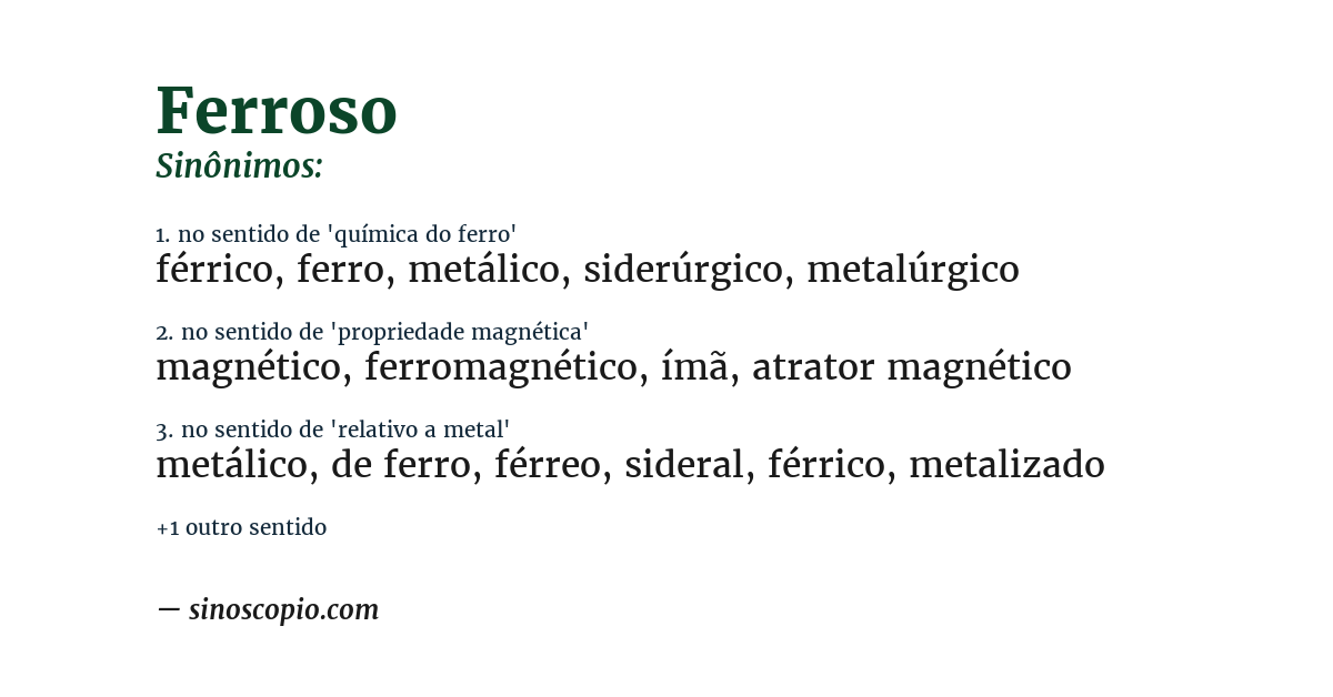 Sinônimo de ferroso