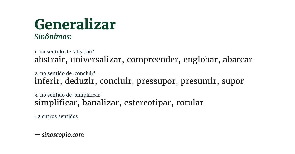 Sinônimo de generalizar
