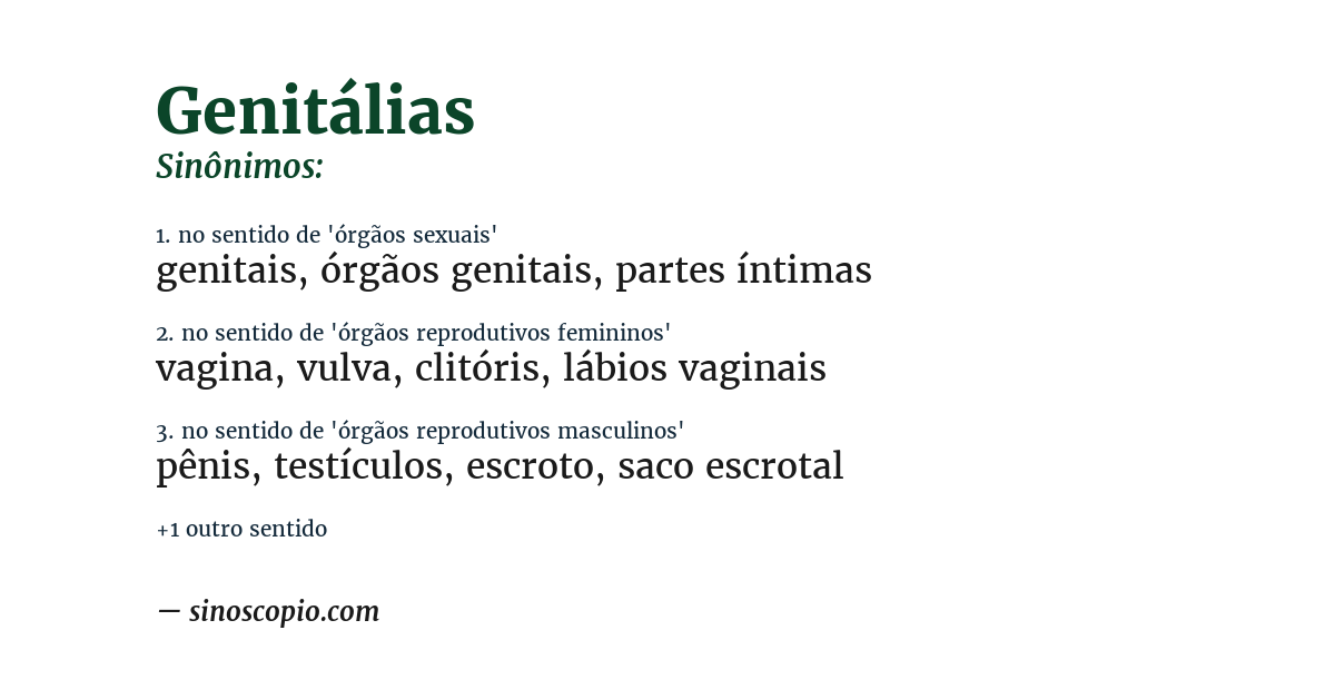 Sinônimo de genitálias