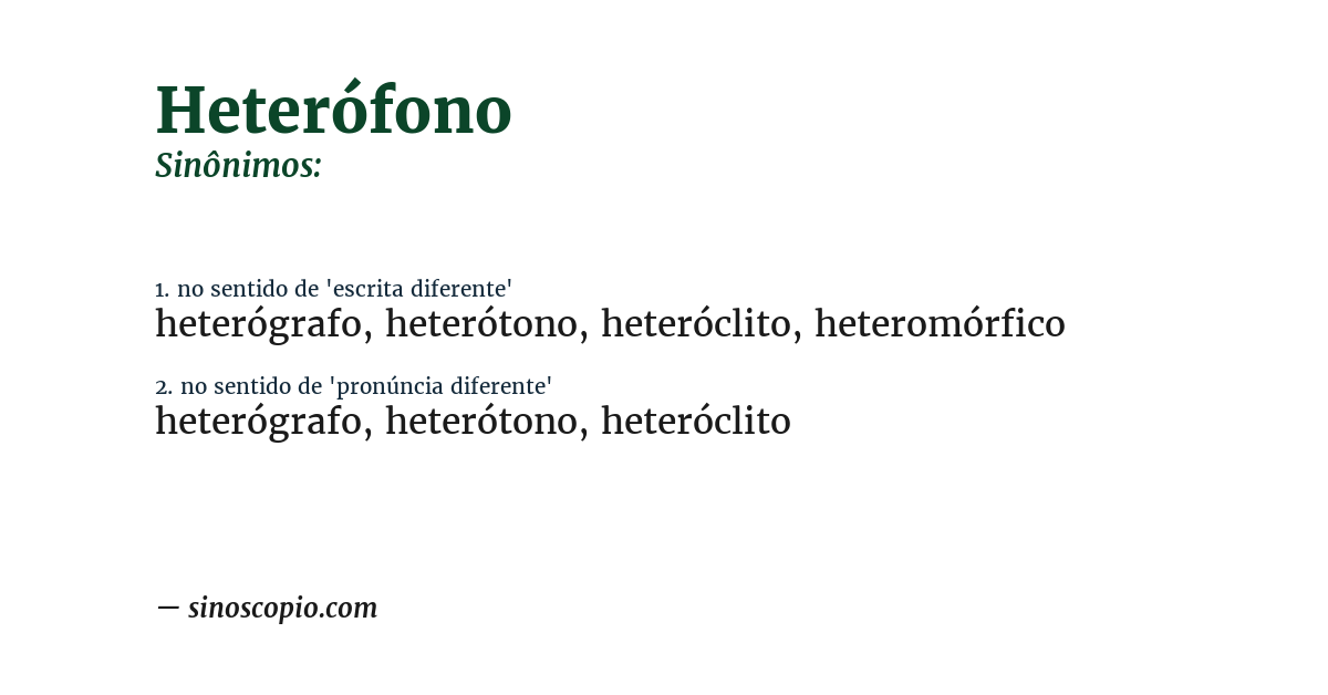 Sinônimo de heterófono