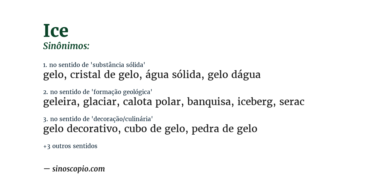 Sinônimo de ice