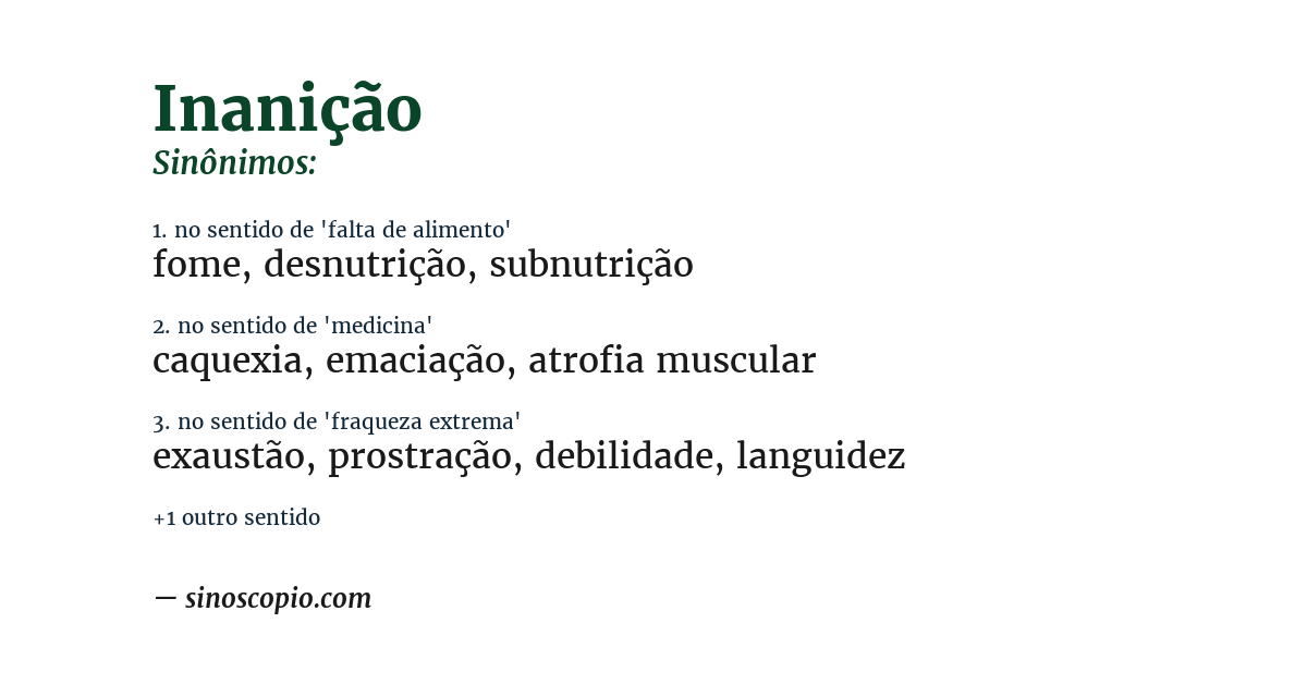 Sinônimo de inanição