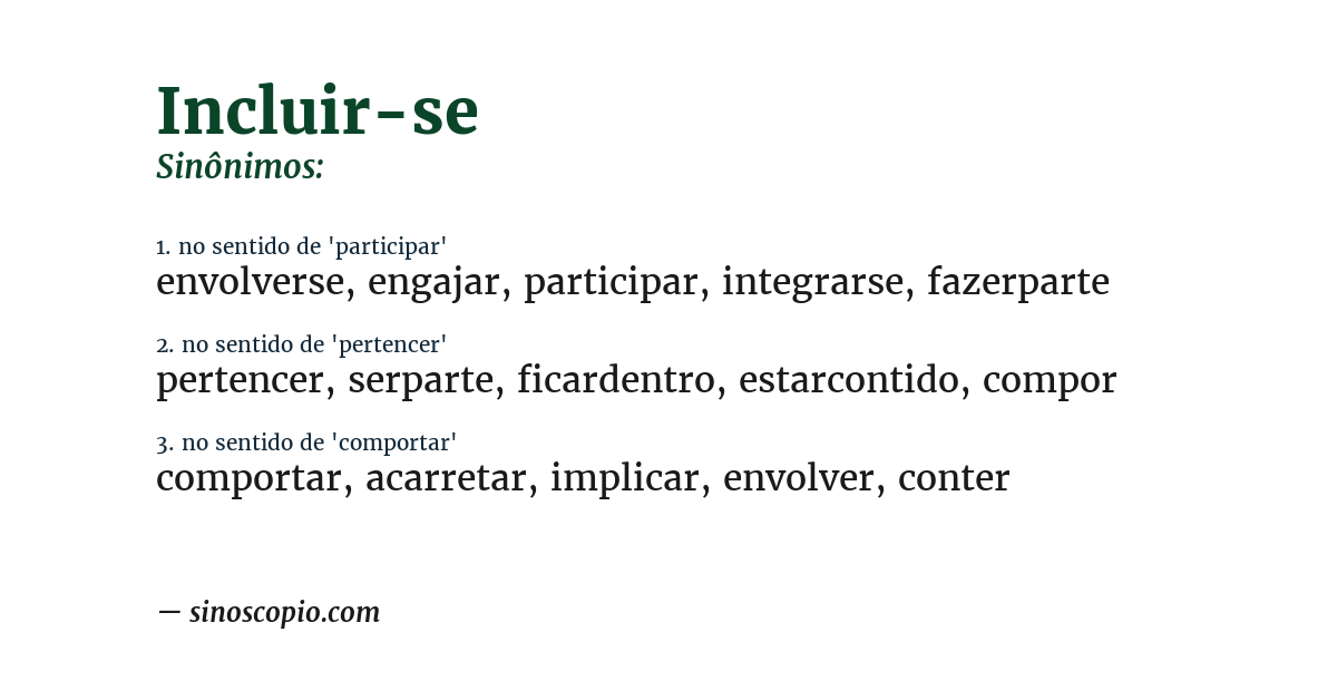 Sinônimo de incluir-se