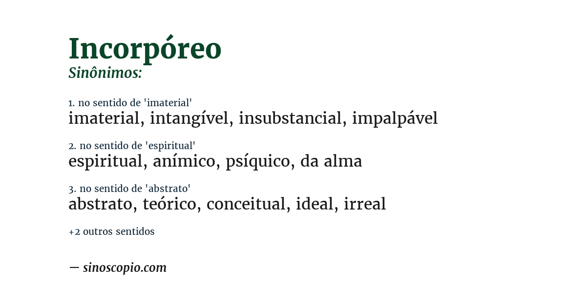 Sinônimo de incorpóreo