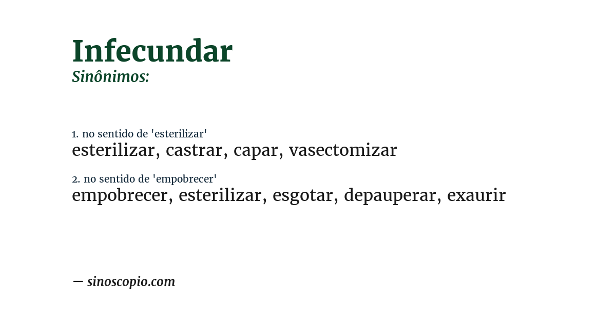 Sinônimo de infecundar