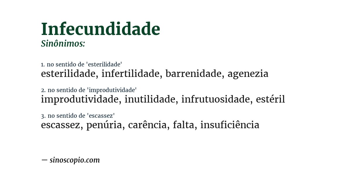 Sinônimo de infecundidade