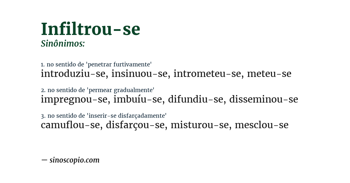 Sinônimo de infiltrou-se
