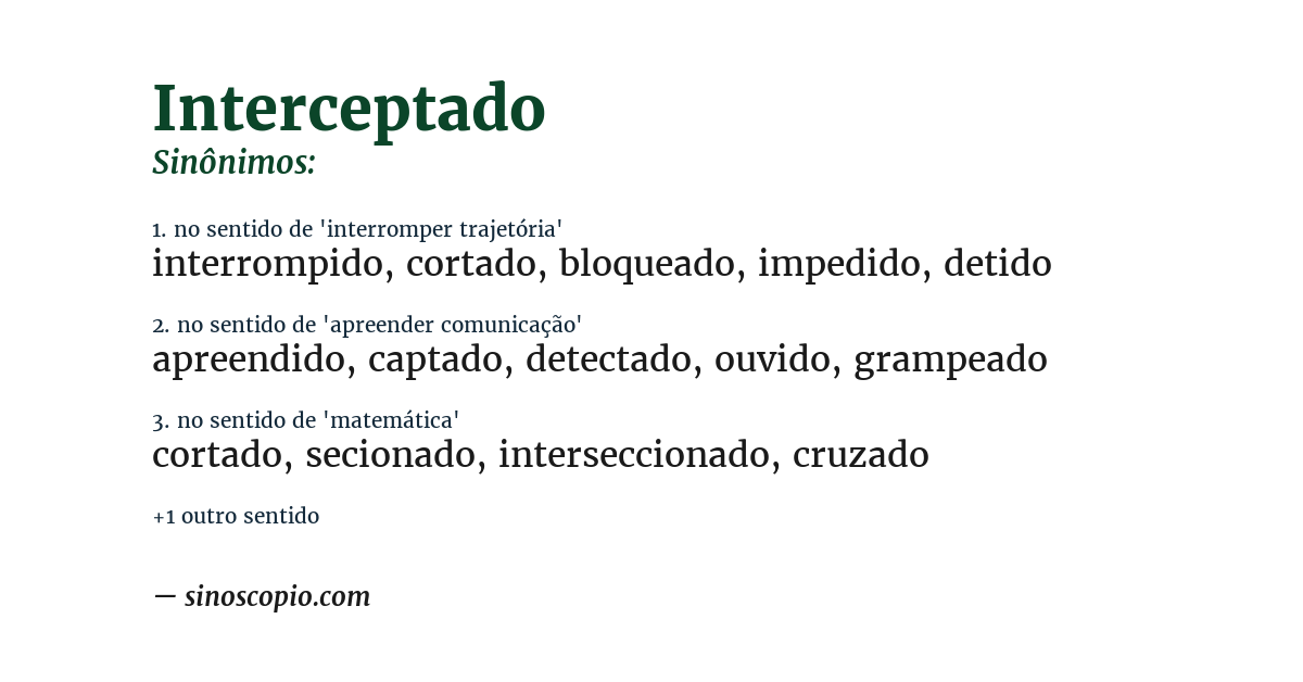 Sinônimo de interceptado