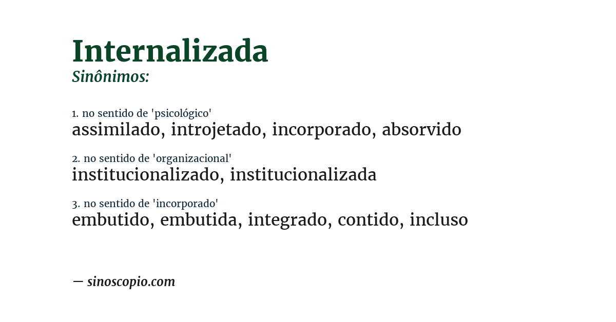 Sinônimo de internalizada