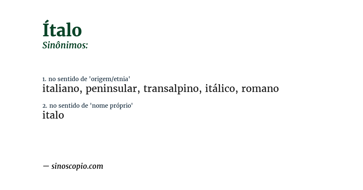 Sinônimo de ítalo