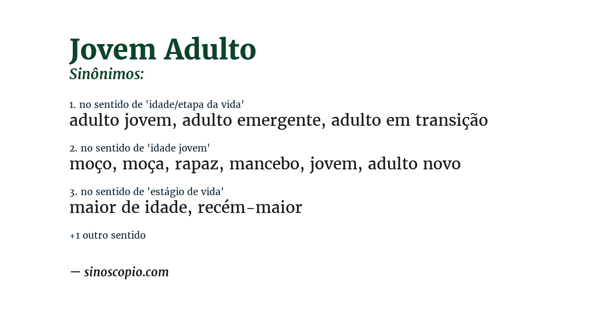 Sinônimo de jovem adulto