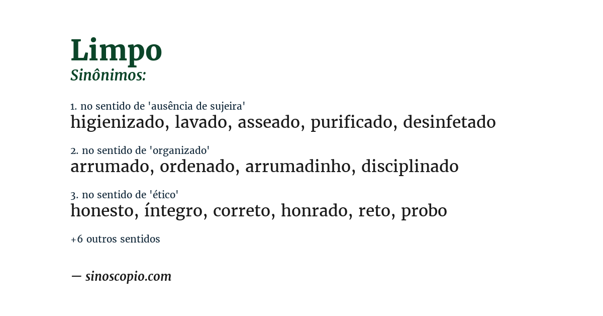 Sinônimo de limpo