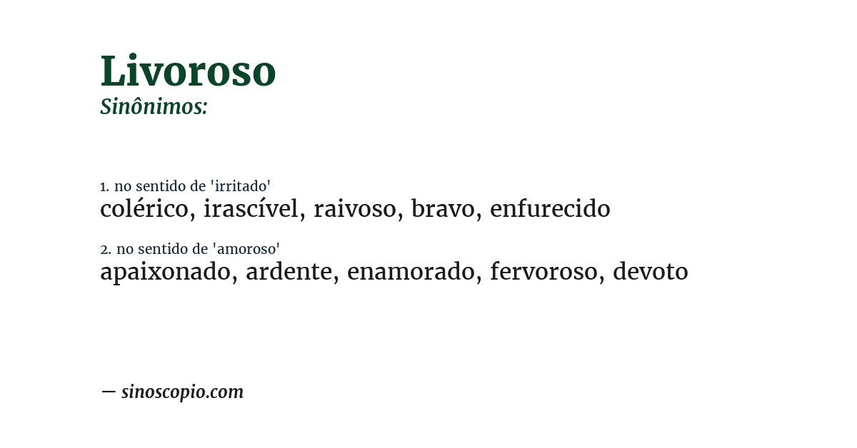 Sinônimo de livoroso