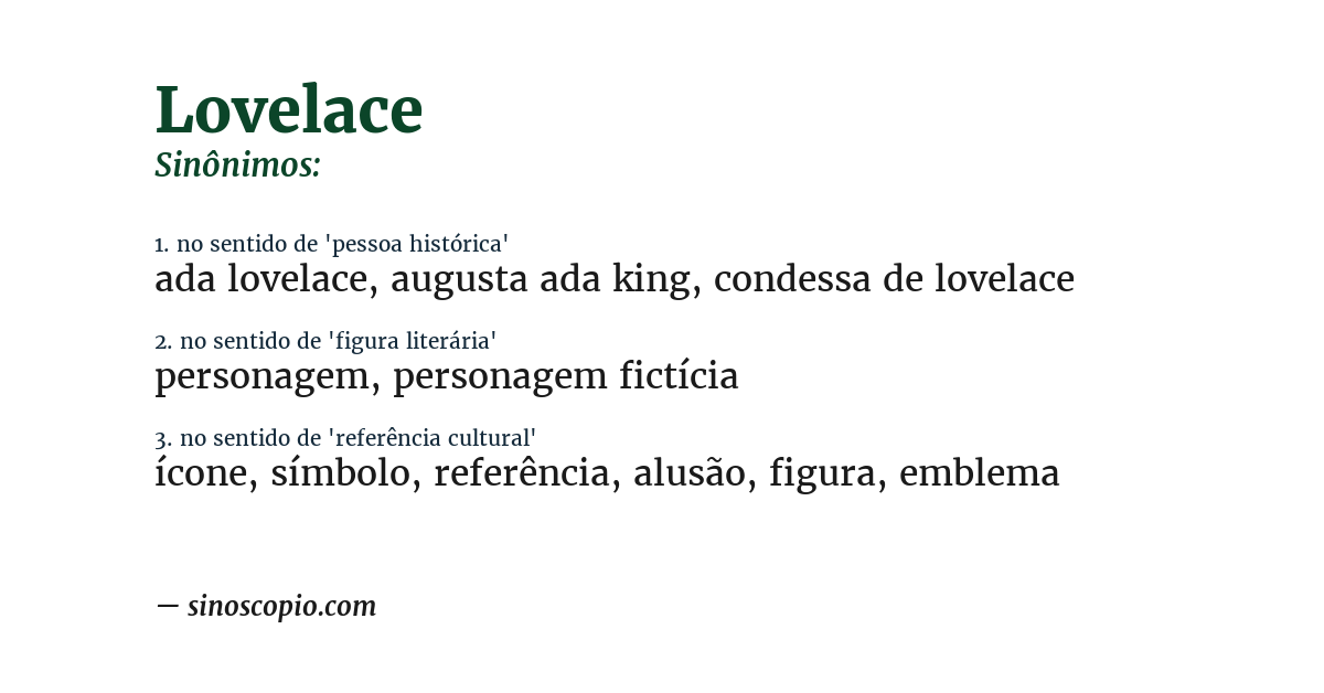 Sinônimo de lovelace