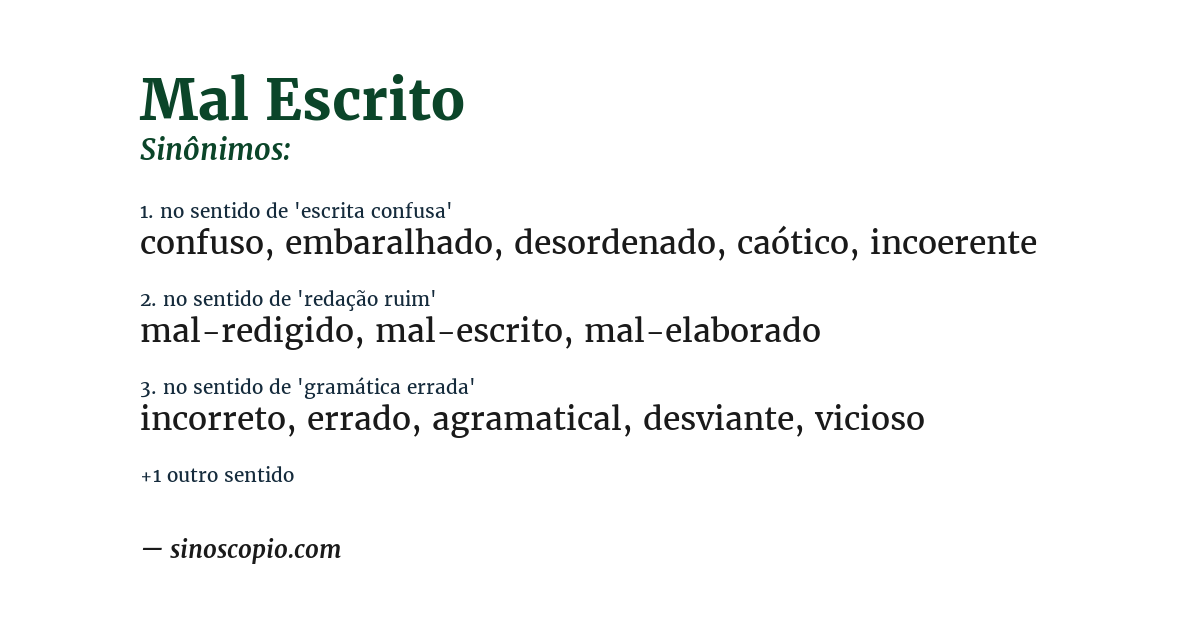 Sinônimo de mal escrito