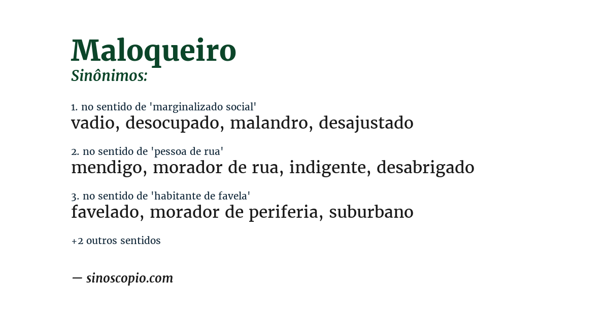 Sinônimo de maloqueiro