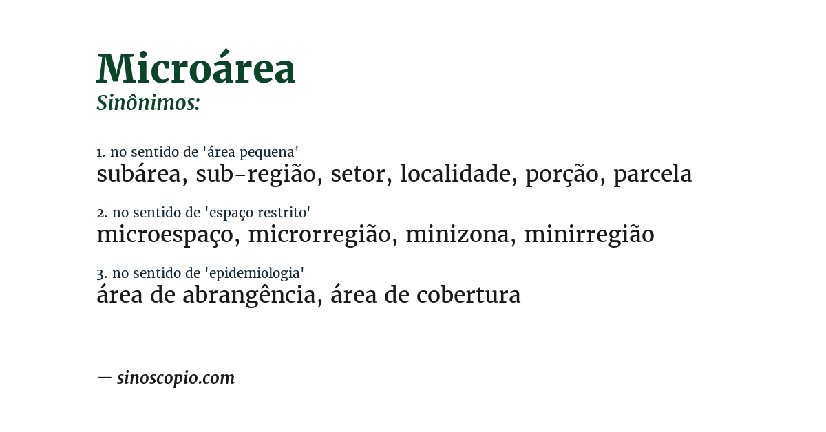 Sinônimo de microárea