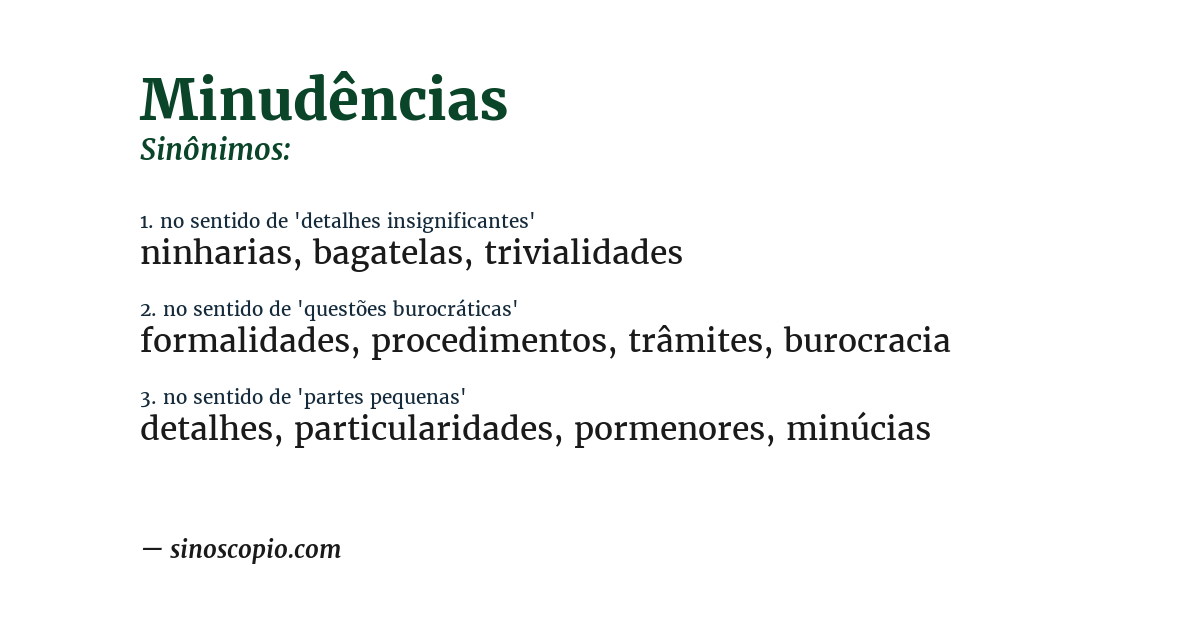 Sinônimo de minudências